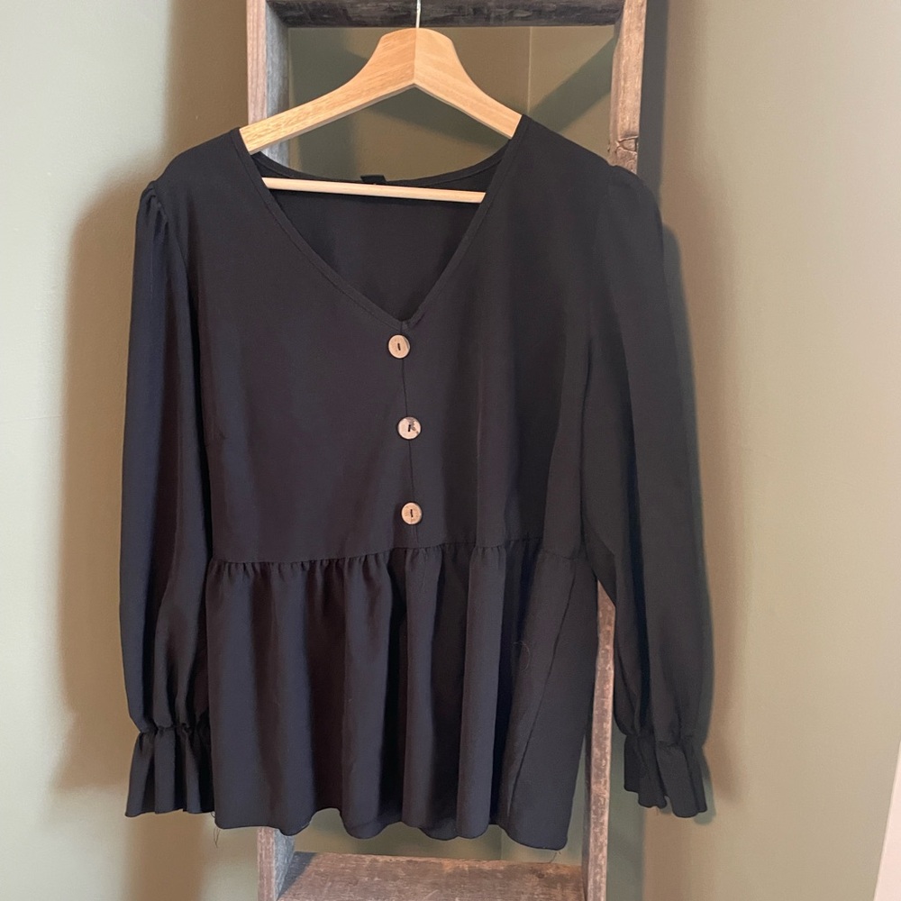 Shein Curve Button Front Blouse